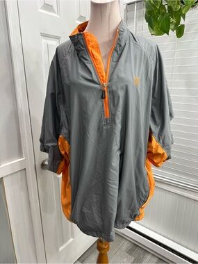 Men's Gray & Orange Windbreaker Pullover Jacket